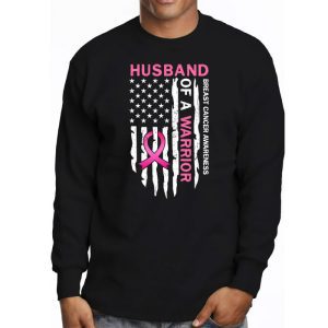 Mens Husband Of A Warrior Breast Cancer Awareness Longsleeve Tee 3 4