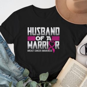 Mens Husband Of A Warrior Breast Cancer Awareness T Shirt 1 1