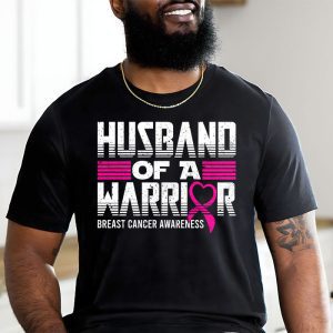 Mens Husband Of A Warrior Breast Cancer Awareness T Shirt 2 1