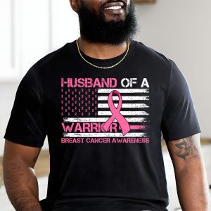 Mens Husband Of A Warrior Breast Cancer Awareness T Shirt 2 3