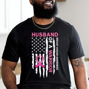 Mens Husband Of A Warrior Breast Cancer Awareness T Shirt 2 4