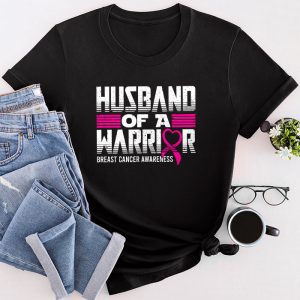 Mens Husband Of A Warrior Breast Cancer Awareness T-Shirt