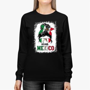 Mexican Independence Funny Viva Mexico Messy Bun Hair Longsleeve Tee 2 1