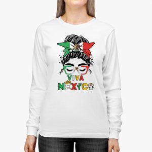 Mexican Independence Funny Viva Mexico Messy Bun Hair Longsleeve Tee 2 2