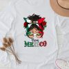 Mexican Independence Funny Viva Mexico Messy Bun Hair Longsleeve Tee