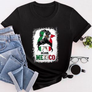 Mexican Independence Funny Viva Mexico Messy Bun Hair T-Shirt