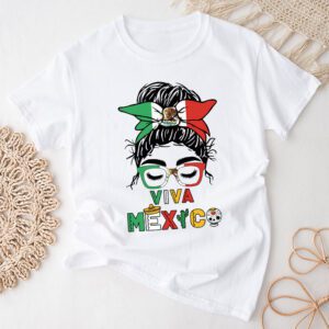 Mexican Independence Funny Viva Mexico Messy Bun Hair T-Shirt