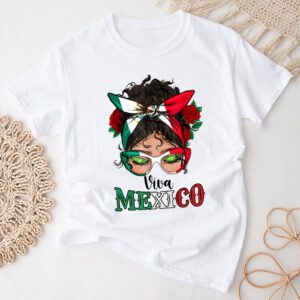 Mexican Independence Funny Viva Mexico Messy Bun Hair T-Shirt