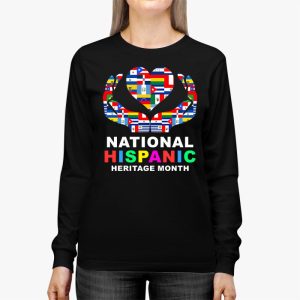 National Hispanic Heritage Month All Countries Flags Hearts Longsleeve Tee 2