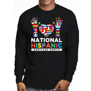 National Hispanic Heritage Month All Countries Flags Hearts Longsleeve Tee 3 1