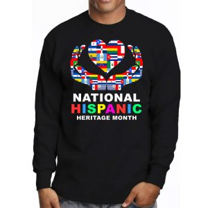 National Hispanic Heritage Month All Countries Flags Hearts Longsleeve Tee 3