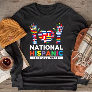 National Hispanic Heritage Month All Countries Flags Hearts Perfect Longsleeve Tee