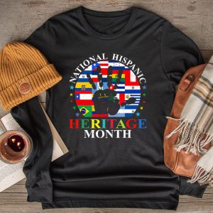 National Hispanic Heritage Month All Countries Flags Hearts Longsleeve Tee