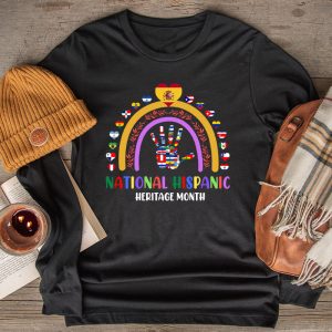 National Hispanic Heritage Month All Countries Flags Hearts Longsleeve Tee