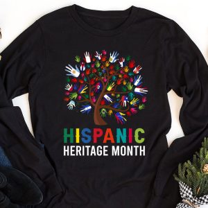 National Hispanic Heritage Month Hand Flag Tree Roots Latino Longsleeve Tee 1