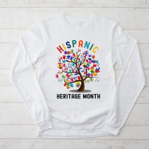 Hispanic Heritage Month Shirts Hand Flag Tree Roots Latino Special Longsleeve Tee