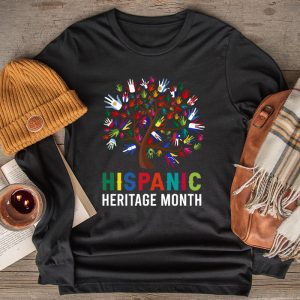 National Hispanic Heritage Month Hand Flag Tree Roots Latino Longsleeve Tee