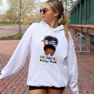 National Hispanic Heritage Month Messy Bun Latin Flags Hoodie 2