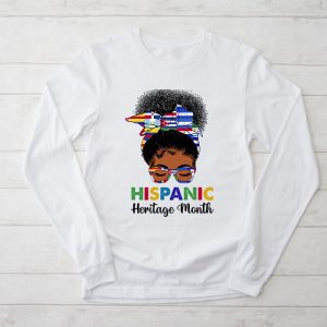 National Hispanic Heritage Month Messy Bun Latin Flags Longsleeve Tee 2