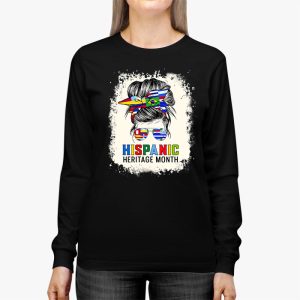 National Hispanic Heritage Month Messy Bun Latin Flags Longsleeve Tee 3 1