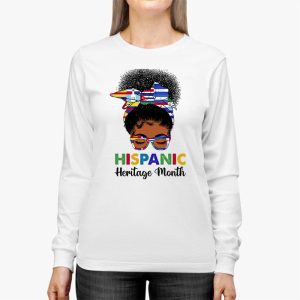 National Hispanic Heritage Month Messy Bun Latin Flags Longsleeve Tee 3