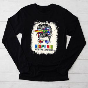 National Hispanic Heritage Month Messy Bun Latin Flags Longsleeve Tee