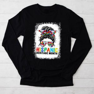 National Hispanic Heritage Month Messy Bun Latin Flags Longsleeve Tee