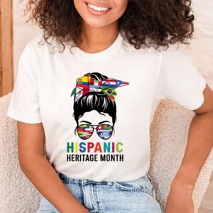 National Hispanic Heritage Month Messy Bun Latin Flags T Shirt 2 2