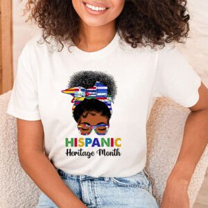 National Hispanic Heritage Month Messy Bun Latin Flags T Shirt 2