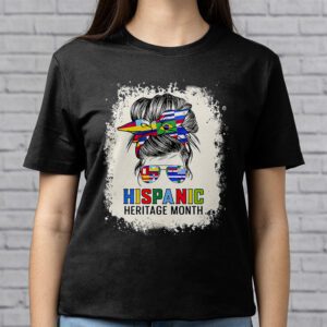 National Hispanic Heritage Month Messy Bun Latin Flags T Shirt 3 1