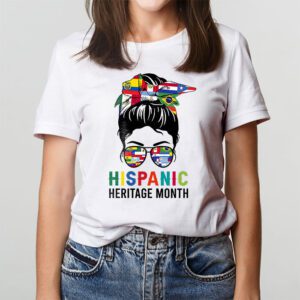 National Hispanic Heritage Month Messy Bun Latin Flags T Shirt 3 2