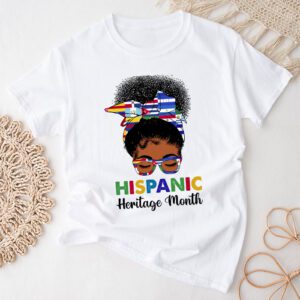 National Hispanic Heritage Month Messy Bun Latin Flags T-Shirt