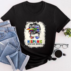 Hispanic Heritage Shirts Messy Bun Latin Flags Special T-Shirt