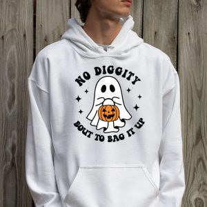 No Diggity Bout To Bag It Up Cute Ghost Halloween Kids Candy Hoodie 2