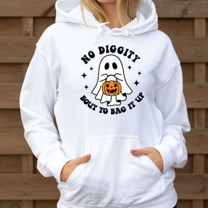 No Diggity Bout To Bag It Up Cute Ghost Halloween Kids Candy Hoodie 3