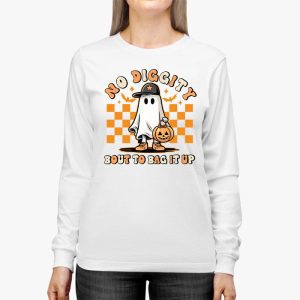 No Diggity Bout To Bag It Up Cute Ghost Halloween Kids Candy Longsleeve Tee 2 2 3