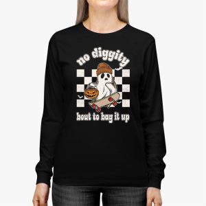 No Diggity Bout To Bag It Up Cute Ghost Halloween Kids Candy Longsleeve Tee 2 2