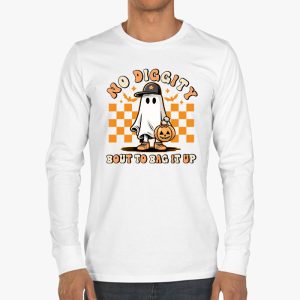 No Diggity Bout To Bag It Up Cute Ghost Halloween Kids Candy Longsleeve Tee 2 3 3