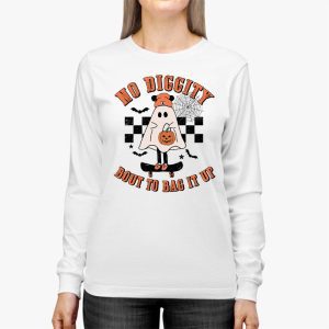 No Diggity Bout To Bag It Up Cute Ghost Halloween Kids Candy Longsleeve Tee 2 3