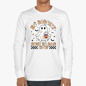 No Diggity Bout To Bag It Up Cute Ghost Halloween Kids Candy Longsleeve Tee 2 3 4