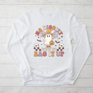 No Diggity Bout To Bag It Up Cute Ghost Halloween Kids Candy Longsleeve Tee 2