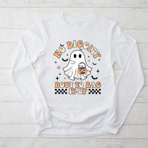 No Diggity Bout To Bag It Up Cute Ghost Halloween Kids Candy Longsleeve Tee 2
