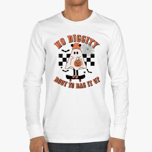 No Diggity Bout To Bag It Up Cute Ghost Halloween Kids Candy Longsleeve Tee 3 3