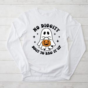 No Diggity Bout To Bag It Up Cute Ghost Halloween Kids Candy Longsleeve Tee