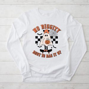 No Diggity Bout To Bag It Up Cute Ghost Halloween Kids Candy Longsleeve Tee