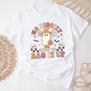 No Diggity Bout To Bag It Up Cute Ghost Halloween Kids Candy T-Shirt 2