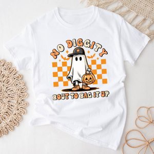 No Diggity Bout To Bag It Up Cute Ghost Halloween Kids Candy T-Shirt 2