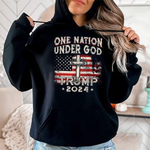 One Nation Under God Trump 2024 God American Flag Hoodie 2 1