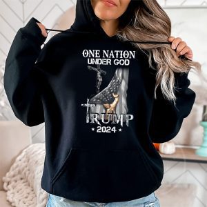 One Nation Under God Trump 2024 God American Flag Hoodie 2