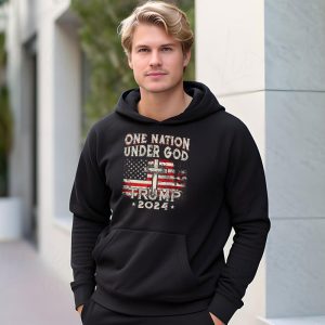 One Nation Under God Trump 2024 God American Flag Hoodie 3 1